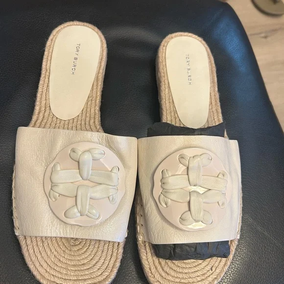 Tory Burch woven T espadrille Slides size11 - Picture 3 of 8